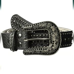 Nocona Womens Studded Rhinestone Western Belt Black Size Large